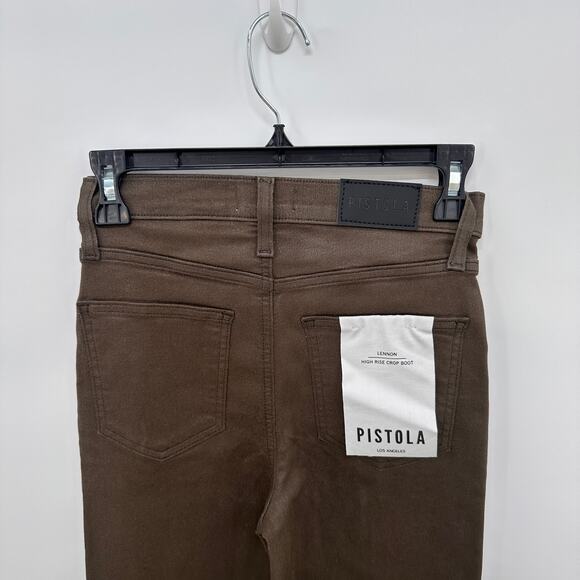 PISTOLA NWT Lennon High Rise Cropped Kick Flare Boot Jeans in Coated Palms // 24 - Picture 9 of 15